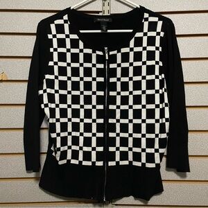 White House Black Market Checked‎ Zip Up Sweater Large NWOTS